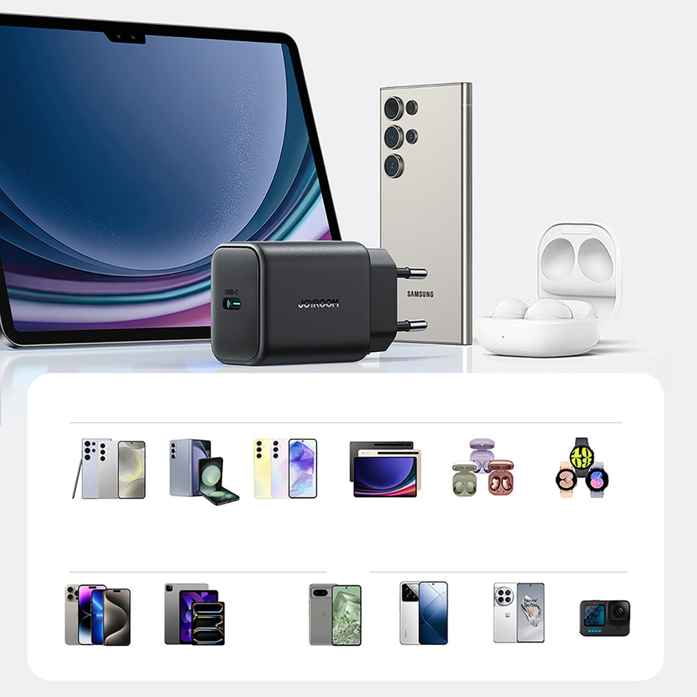 Chargeur réseau avec câble USB-C Joyroom JR-TCF23, 25W, 3A, 1 x USB-C, Noir
