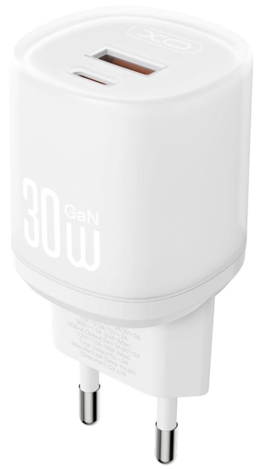 Chargeur réseau avec câble Lightning XO Design L151, 30W, 3A, 1 x USB-A - 1 x USB-C, Blanc