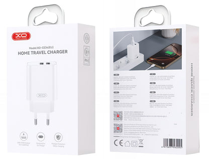 Netzladegerät mit Lightning-Kabel XO Design CE34, 12W, 2.4A, 2 x USB-A, Weiß