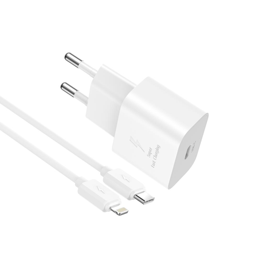 XO Design L167 Lightning Cable Wall Charger, 25W, 3A, 1 x USB-C, White