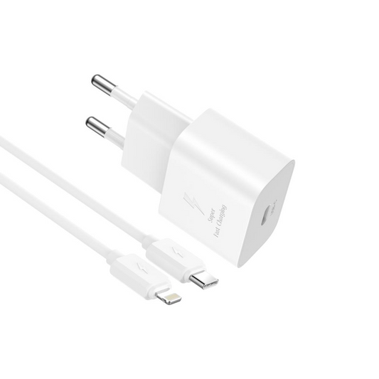 Chargeur secteur avec câble Lightning XO Design L167, 25W, 3A, 1 x USB-C, Blanc