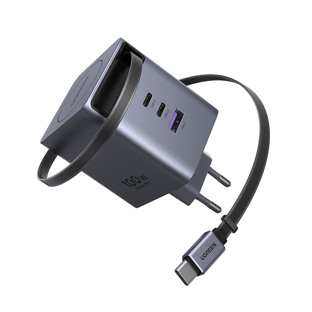 Caricatore da rete con cavo USB-C UGREEN X616 (65828), 100W, 5A, 1 x USB-A - 3 x USB-C, Grigio