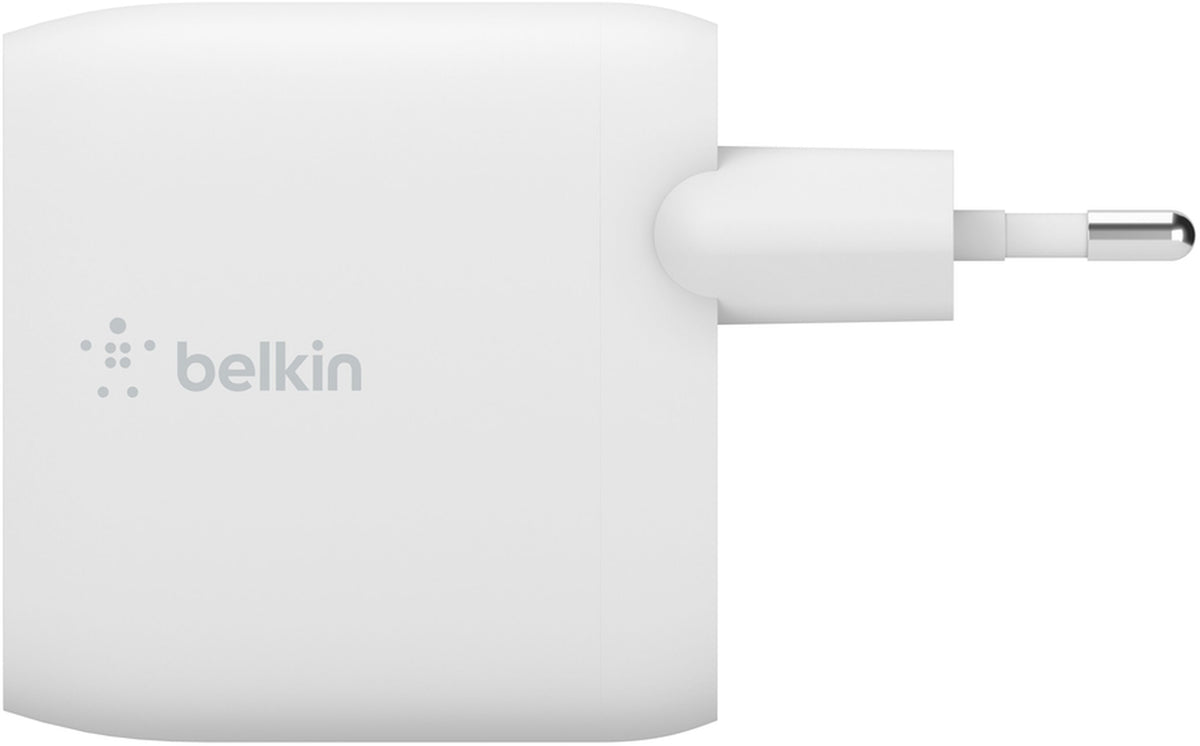 Caricatore da rete con cavo USB-C Belkin BoostCharge Dual, 24W, 2.4A, 2 x USB-A, Bianco WCE001vf1MWH