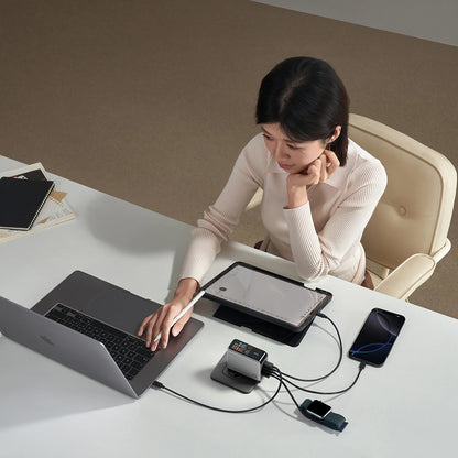 Netzteil mit USB-C-Kabel Cuktech AD1204U Display, 120W, 6A, 1 x USB-A - 2 x USB-C, Silber