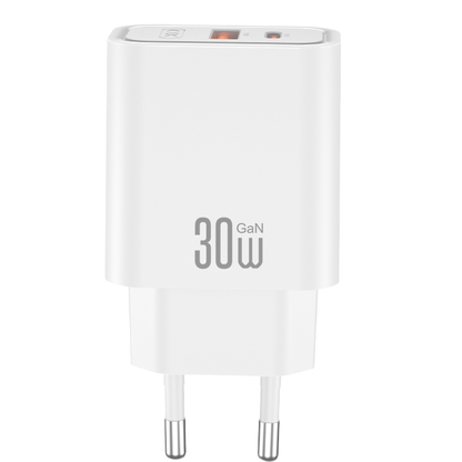 Caricatore da Rete con Cavo USB-C XO Design CE42, 30W, 3A, 1 x USB-A - 1 x USB-C, Bianco