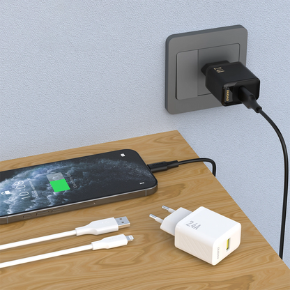 Caricatore da rete con cavo Lightning Dudao A23LEU, 30W, 2.4A, 1 x USB-A, Bianco