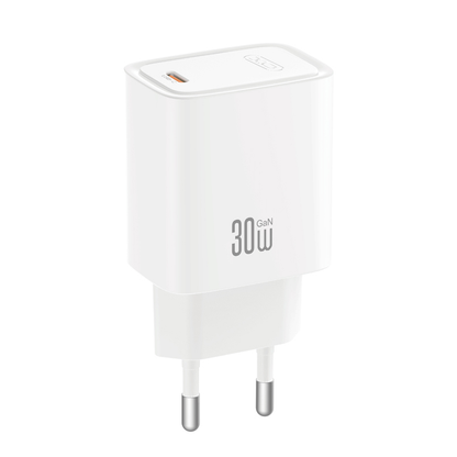 XO Design CE53 Netzladegerät mit USB-C-Kabel, 30 W, 3 A, 1 x USB-C, Weiß