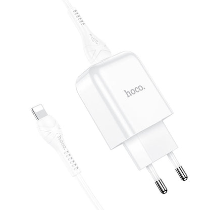 Caricabatterie da Rete con Cavo Lightning HOCO N2, 10W, 2A, 1 x USB-A, Bianco