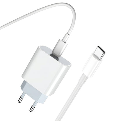 Netzteil mit USB-C-Kabel Prestico F8S, 20W, 3A, 1 x USB-C, Weiß