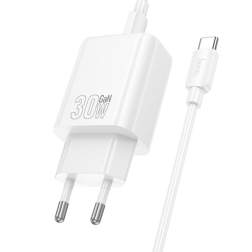 Netzladegerät mit USB-C Kabel HOCO N63, 30W, 3A, 1 x USB-A - 1 x USB-C, Weiß