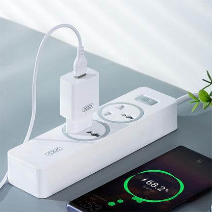 Netzladegerät mit microUSB-Kabel XO Design L99, 12W, 2.4A, 1 x USB-A, Weiß
