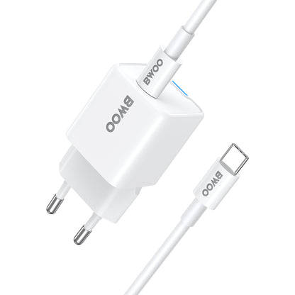 Netzladegerät mit USB-C Kabel BWOO CDA211, 30W, 3A, 1 x USB-C, Weiß