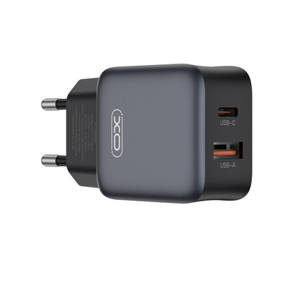 Caricabatterie da rete con cavo Lightning XO Design L156, 30W, 3A, 1 x USB-A - 1 x USB-C, Nero