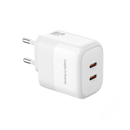 Caricabatterie da Rete con Cavo USB-C XO Design L140, 35W, 3A, 2 x USB-C, Bianco