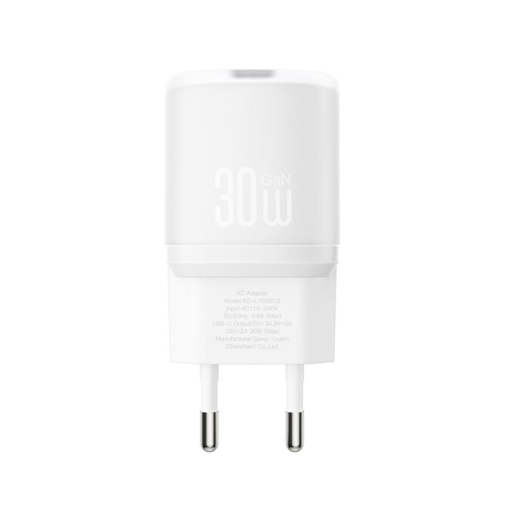 Chargeur réseau avec câble USB-C XO Design L150, 30W, 3A, 1 x USB-C, Blanc