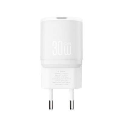 Chargeur réseau avec câble USB-C XO Design L150, 30W, 3A, 1 x USB-C, Blanc