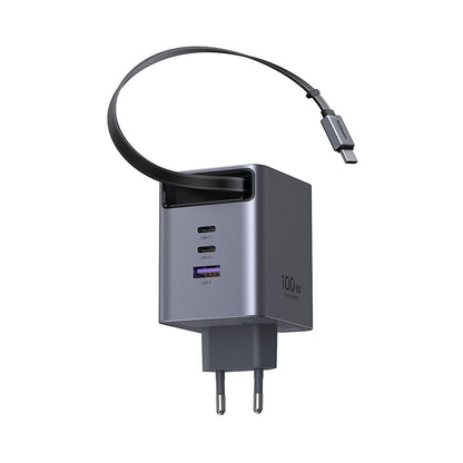 Caricatore da rete con cavo USB-C UGREEN X616 (65828), 100W, 5A, 1 x USB-A - 3 x USB-C, Grigio