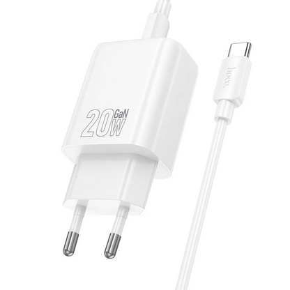 Netzladegerät mit Lightning-Kabel HOCO N60, 20W, 3A, 1 x USB-C, Weiß