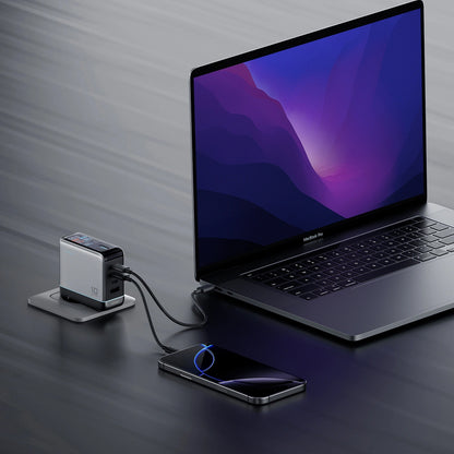 Netzteil mit USB-C-Kabel Cuktech AD1204U Display, 120W, 6A, 1 x USB-A - 2 x USB-C, Silber