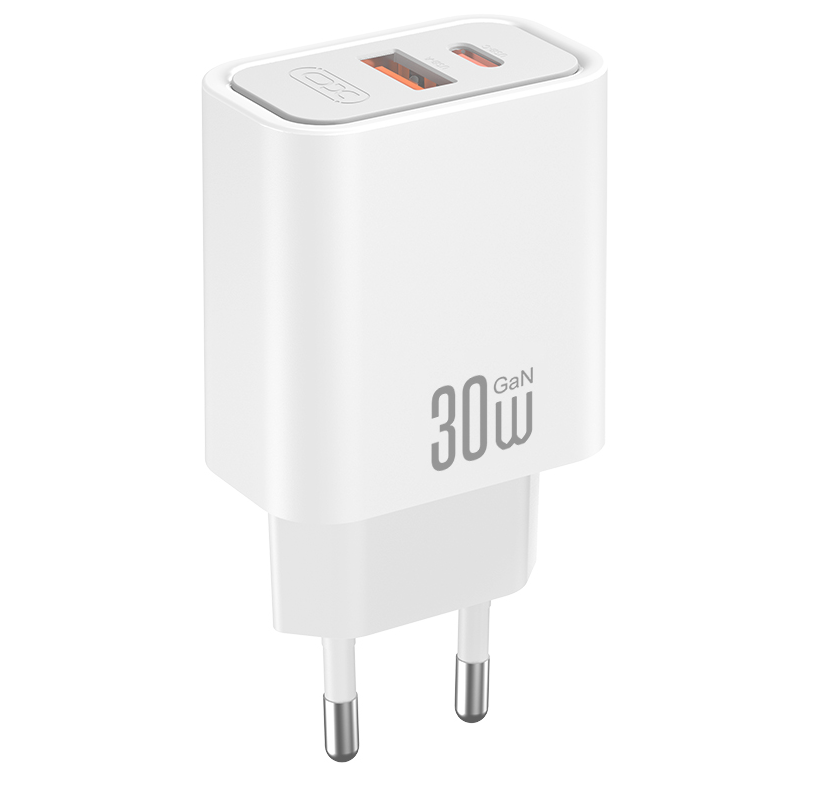 Caricatore da Rete con Cavo USB-C XO Design CE42, 30W, 3A, 1 x USB-A - 1 x USB-C, Bianco