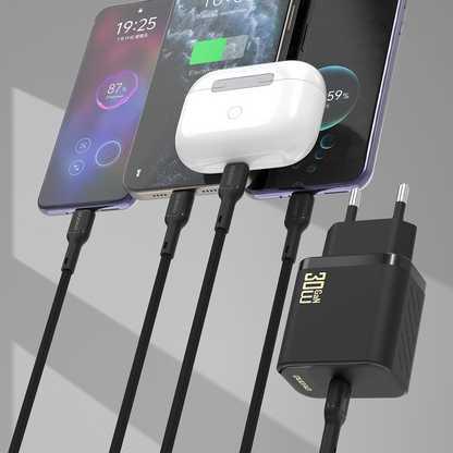 Netzteil mit USB-C-Kabel Dudao A27PCEU, 30W, 3A, 1 x USB-C, Schwarz