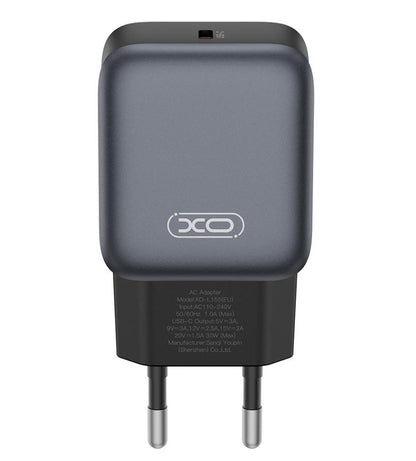 Caricabatterie da Rete con Cavo USB-C XO Design L155, 30W, 3A, 1 x USB-C, Nero