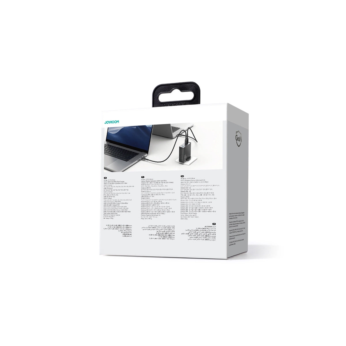 Chargeur réseau avec câble USB-C Joyroom JR-TCG05UK, 140W, 5A, 1 x USB-A - 3 x USB-C, UK, Noir