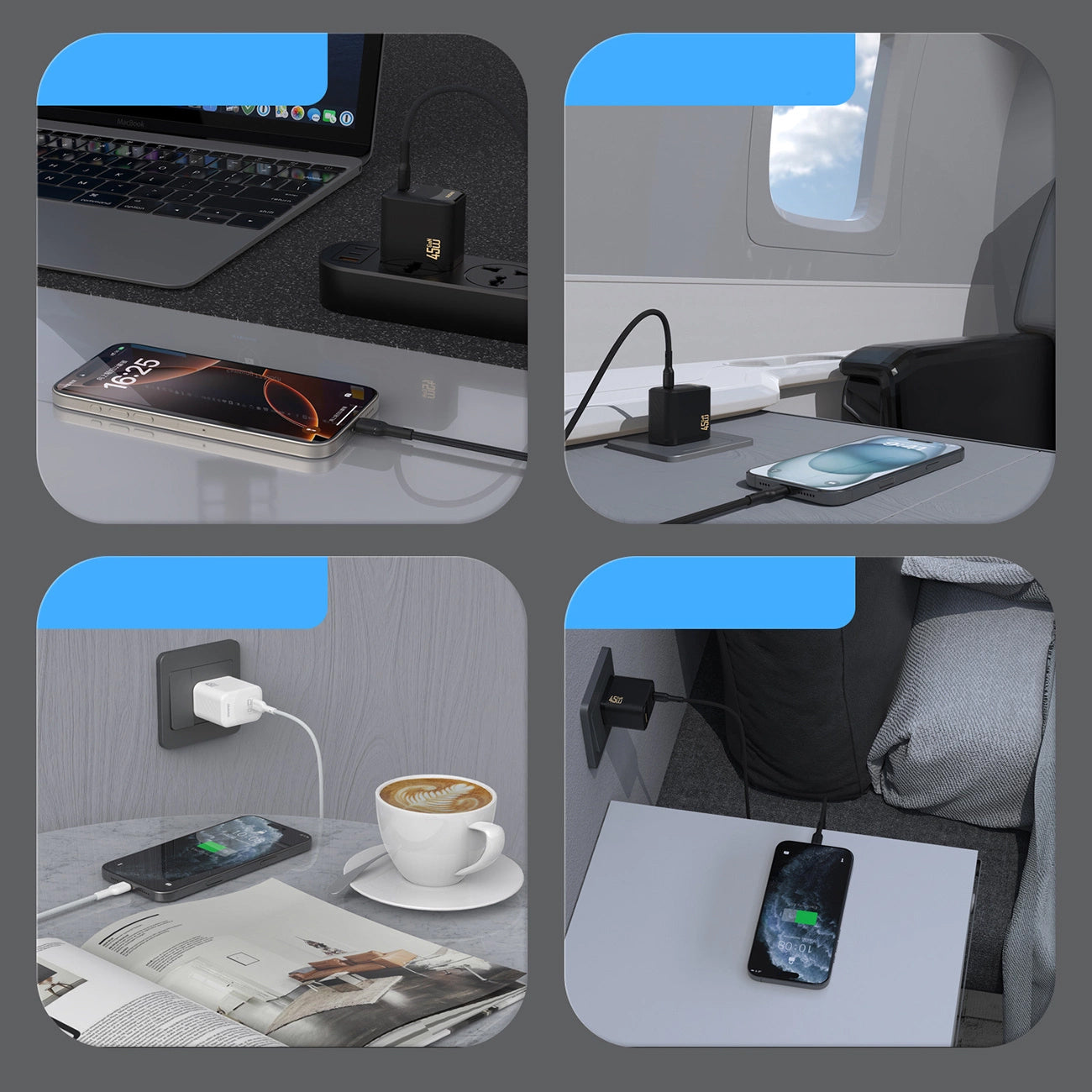 Chargeur réseau avec câble USB-C Dudao A28C, 45W, 3A, 1 x USB-C, Noir