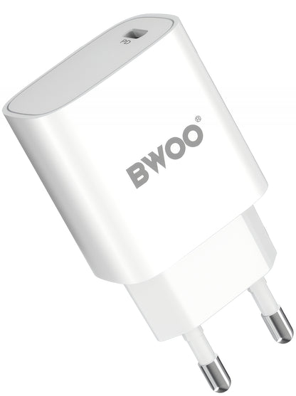 Chargeur réseau avec câble Lightning BWOO CDA159, 20W, 3A, 1 x USB-C, Blanc