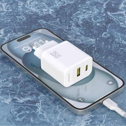 Netzladegerät mit USB-C Kabel Dudao A27Max, 35W, 1 x USB-A - 1 x USB-C, Weiß