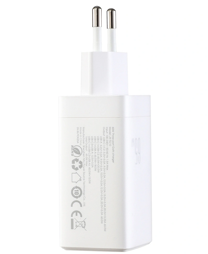 Netzladegerät mit USB-C Kabel Joyroom JR-TG10, 65W, 3.25A, 1 x USB-A - 2 x USB-C, Weiß