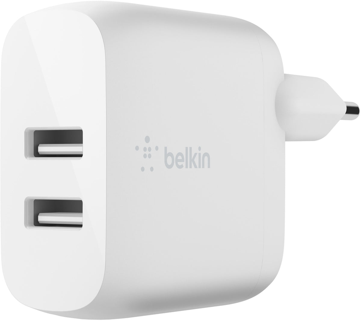 Caricatore da rete con cavo USB-C Belkin BoostCharge Dual, 24W, 2.4A, 2 x USB-A, Bianco WCE001vf1MWH