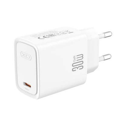 XO Design CE53 Netzladegerät mit USB-C-Kabel, 30 W, 3 A, 1 x USB-C, Weiß