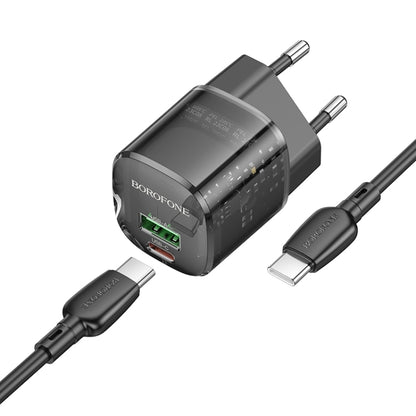 Caricabatterie da rete con cavo USB-C Borofone BN17 Sunlight, 20W, 3A, 1 x USB-A - 1 x USB-C, Nero