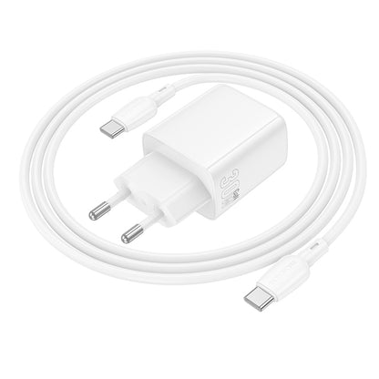 Caricabatterie Rete Con Cavo USB-C Borofone BN29 Fuente, 30W, 3A, 1 x USB-A - 1 x USB-C, Bianco