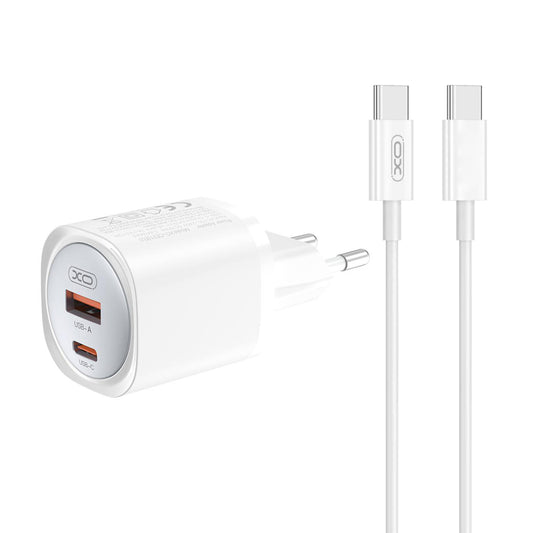 Caricabatterie da Rete con Cavo USB-C XO Design CE21, 30W, 3A, 1 x USB-A - 1 x USB-C, Bianco