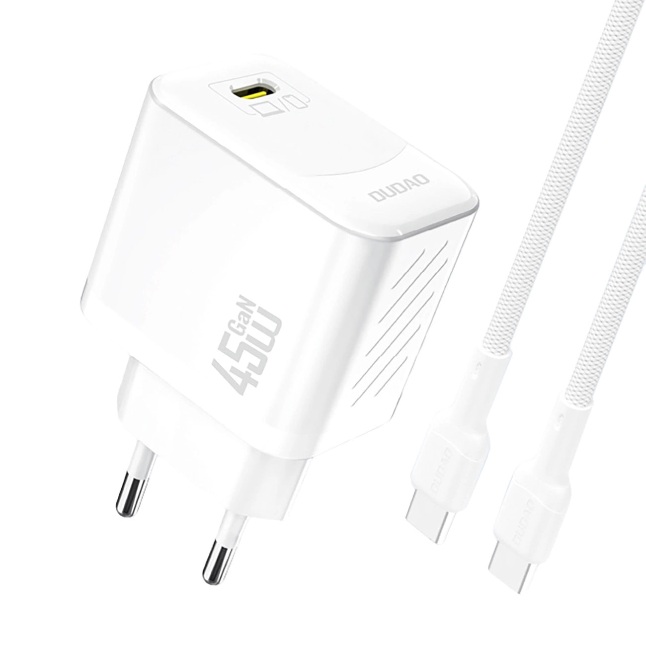 Chargeur réseau avec câble USB-C Dudao A28C, 45W, 3A, 1 x USB-C, Blanc