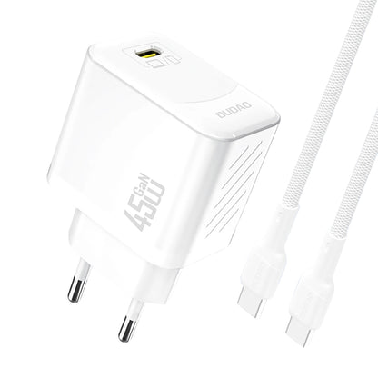 Chargeur réseau avec câble USB-C Dudao A28C, 45W, 3A, 1 x USB-C, Blanc