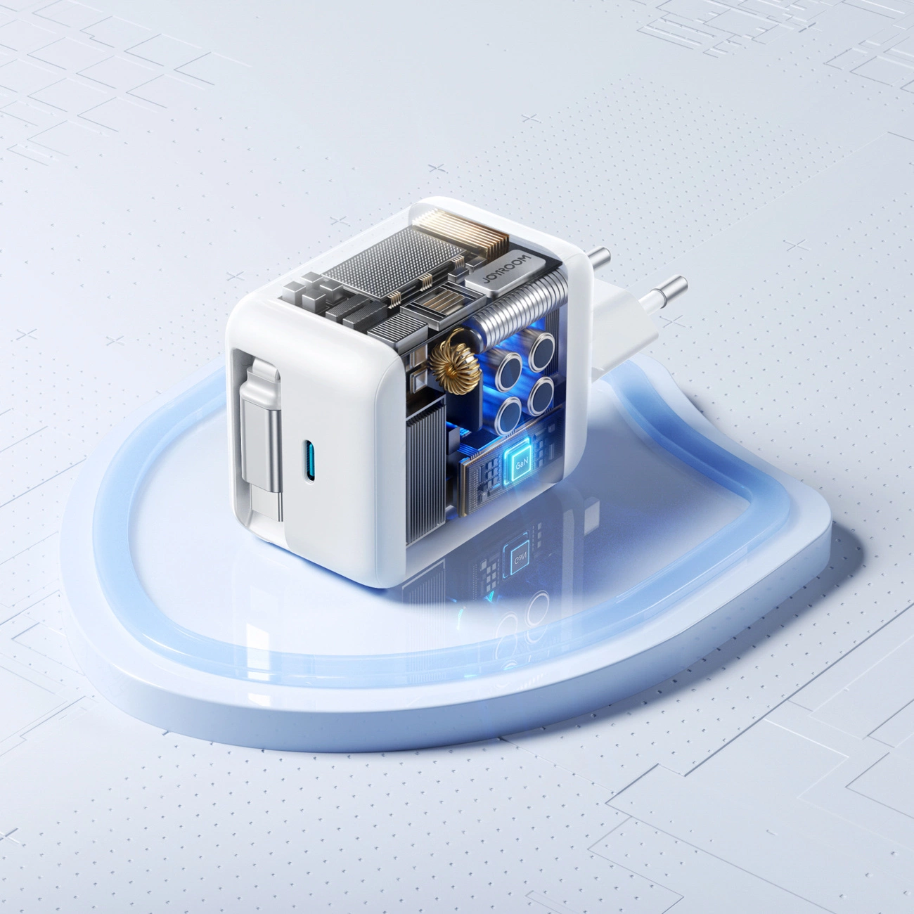 Chargeur réseau avec câble USB-C Joyroom JR-TCL06, 67W, 3A, 1 x USB-C, Blanc