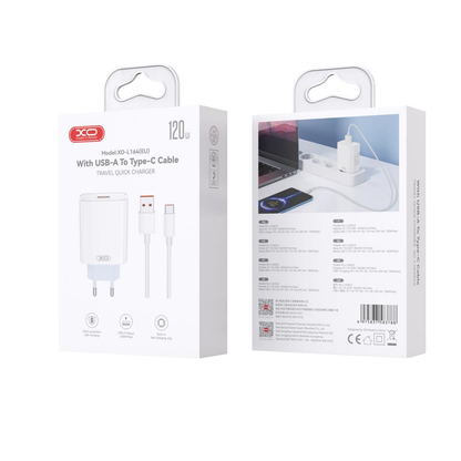 Caricabatterie Rete con Cavo USB-C XO Design L164, 30W, 1 x USB-A, Bianco