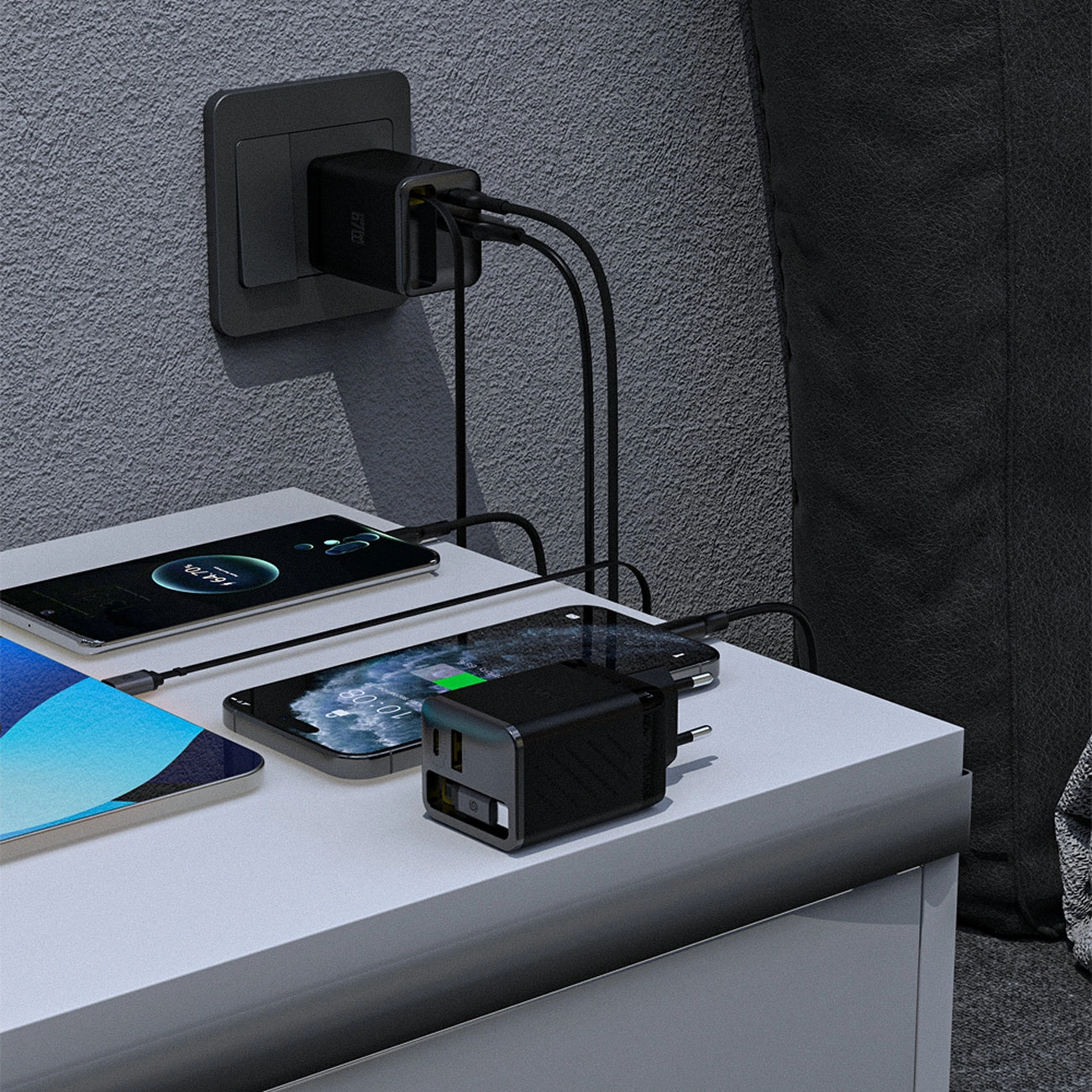 Netzladegerät mit USB-C Kabel Dudao A67EU, 67W, 3.35A, 1 x USB-A - 1 x USB-C, Schwarz