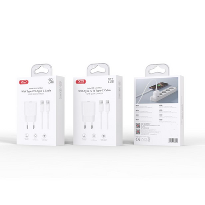 Caricatore da rete con cavo Lightning XO Design L167, 25W, 3A, 1 x USB-C, Bianco