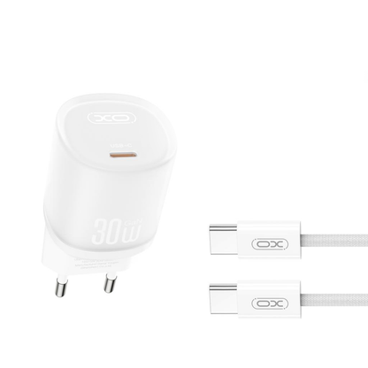 Chargeur réseau avec câble USB-C XO Design L150, 30W, 3A, 1 x USB-C, Blanc