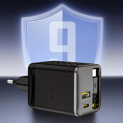 Netzladegerät mit USB-C Kabel Dudao A67EU, 67W, 3.35A, 1 x USB-A - 1 x USB-C, Schwarz