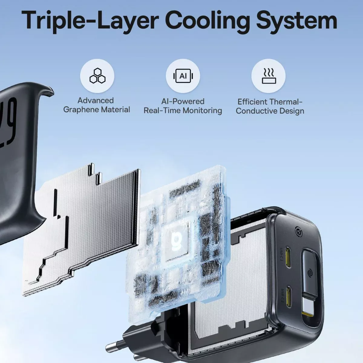 Netzladegerät mit USB-C Kabel Baseus EnerCore CJ11, 67W, 3.35A, 2 x USB-C, Schwarz E0121E00