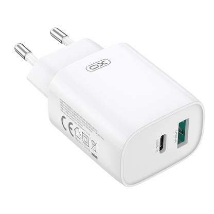 Chargeur réseau avec câble Lightning XO Design CE30, 30W, 3A, 1 x USB-A - 1 x USB-C, Blanc