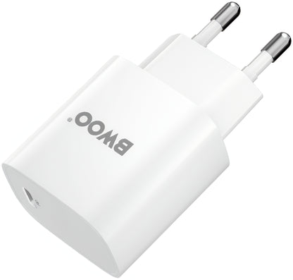Chargeur réseau avec câble Lightning BWOO CDA159, 20W, 3A, 1 x USB-C, Blanc
