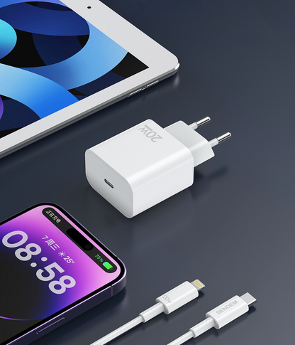 Netzteil mit USB-C-Kabel Sendem OG73, 20W, 3A, 1 x USB-C, Weiß