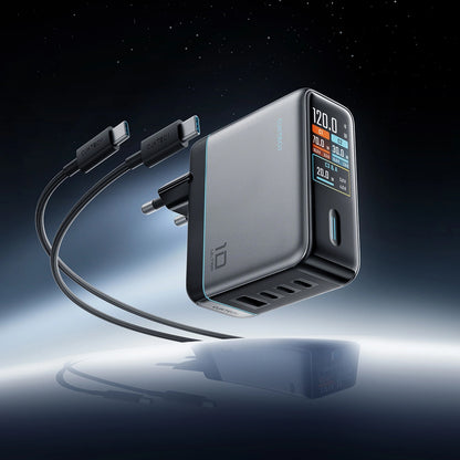 Netzteil mit USB-C-Kabel Cuktech AD1204U Display, 120W, 6A, 1 x USB-A - 2 x USB-C, Silber