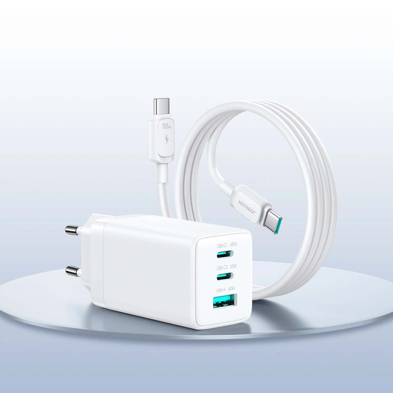 Netzladegerät mit USB-C Kabel Joyroom JR-TG10, 65W, 3.25A, 1 x USB-A - 2 x USB-C, Weiß